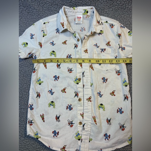 Marvel Jumping Beans Button Up T Shirt Boys Size 7 White Graphic Print - Picture 3 of 8
